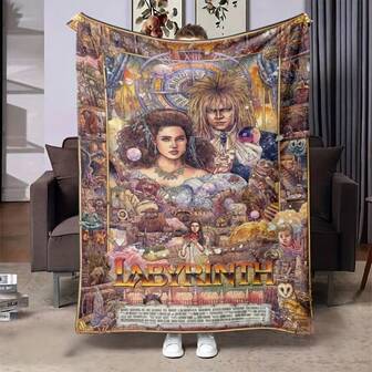 1pc Vintage Printed Flannel Blanket, Soft & Warm Blanket Suitable For Napping, Sofa, Office, Bed, Camping, Versatile Gift, All Seasons