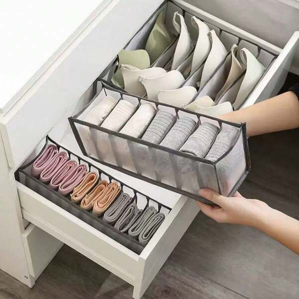 3 Black Underwear Compartment Storage Bags, Drawer Style Storage Boxes, Used For Storing Socks, Decorations, Holiday Decorations, Room Decorations, Home Decorations, Bedroom Decorations