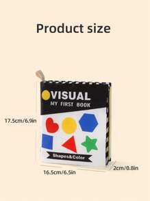 1 pieza Libro de tela para reconocimiento de formas para bebé, lavable, resistente al rasgado, con papel crepitante, libro interactivo para padres e hijos, con diversos patrones y colores para el desarrollo cognitivo del bebé