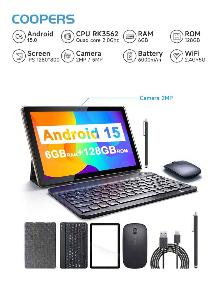 Coopers YQ10S Max Android 15 タブレット 10インチ, RK3562 4