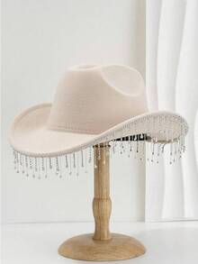 1 pezzo Cappello a cilindro unisex di colore unico con nappina in strass, adatto per eventi a tema occidentale, raduni, feste di fidanzamento, giochi di ruolo, cerimonie di laurea, feste in maschera, festival, matrimoni, compleanni, festival musicali, ecc. - Multicolore - Visualizzare 13