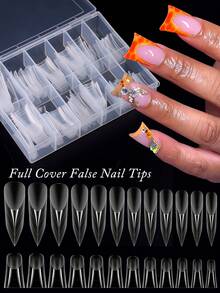 Duck Nail Tips For Acrylic Nails Professional, Half Cover Clear Nail Tips, False Nails Artificial French Tips Fake Nails Extension For Manicure Nail Salon Supplies Techs DIY Home - Clear - View 2