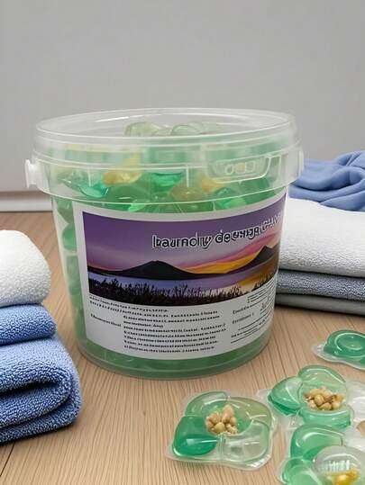 五合一山茶花香型洗衣凝珠 60粒/桶 ≈390克 植物香氛 持久留香 强效去渍 浓缩洗衣液 香氛洗衣球