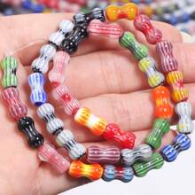 6x11mm 30pcs/Strand Multi-Color Peanut Shaped Glass Beads, Smooth Glazed Beads, Suitable For Making Bracelets, Necklaces, DIY Jewelry Crafts Decoration