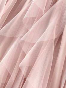 Ruffle Hem Pleated Tulle Skirt - Dusty Pink - View 7