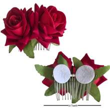 Handmade Velvet Rose Hair Comb, Wedding Party Hair Accessory, Artificial Flower Bride Hairpiece, Artificial Flower Rose Hairpin, Perfect For Prom, Banquet, Events