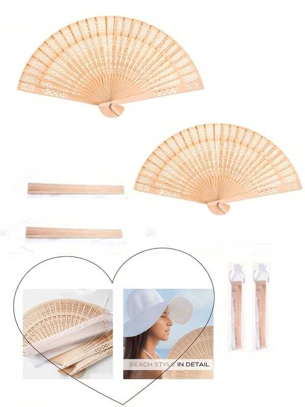 2 piezas Abanicos plegables de mano + 2 piezas Bolsas de almacenamiento, Abanicos plegables de mano de estilo chino con patrón hueco de madera, Adecuados para regalos, invitados de boda, novias, regalos de cumpleaños, recuerdos de fiesta y decoración del hogar (estilos mixtos)