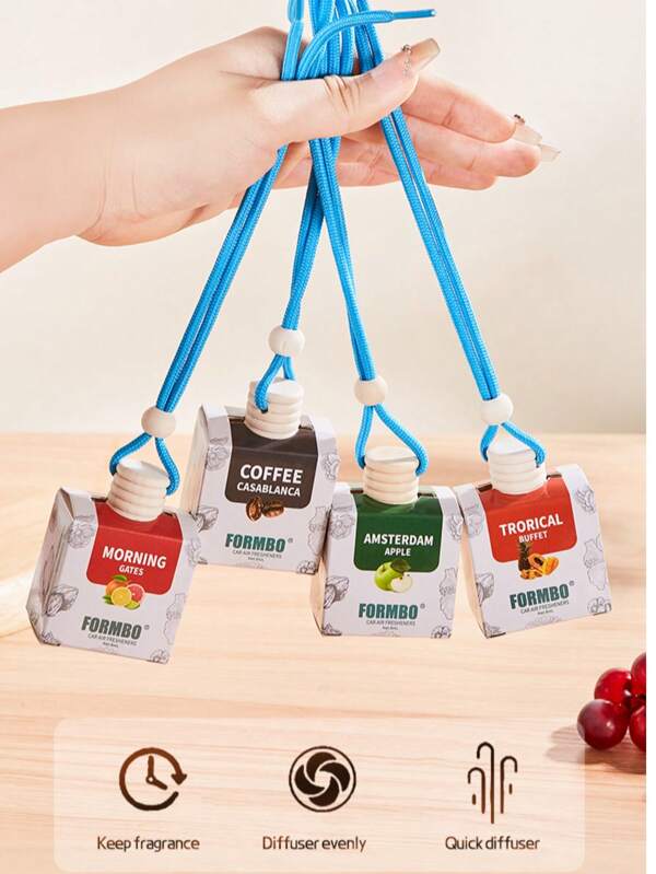 1PC/8ml Fruit Fragrance Car Hanging Rope Aromatherapy, Used For Removing Odors In Cars, Keeping Fresh Air And Fragrance, Aromatherapy Pendant Accessories Car Fragrance