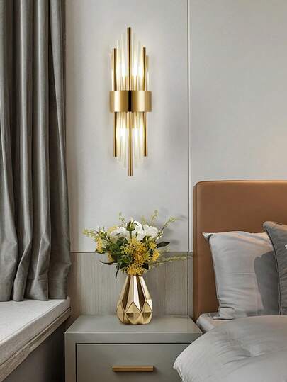 1PC/ Moderne Goud Crystal Wand Light, Stainless Steel Base Premium Shade Elegante Living Room, Bedroom, Or Cafe ation