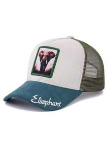 JZML 1pc Unisex Animal Graphic Patch Design Suede Trucker Cap