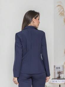 Elegant Twill Jacket And Trouser Set C3035 - Navy Blue - View 6