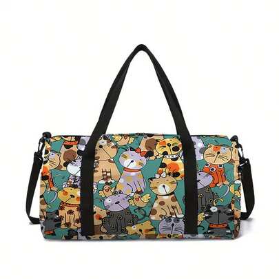 Cat Pattern Printed Large Capacity Travel Duffel Bag Travel Bag Handbag Luggage Bag For Travel For Business For Vacation Holiday Portable Multifunction Unisex Weekender Bags