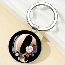 1pc English Letter Rose Flower Key Chain, Fashionable Simplistic 26 English Alphabet Rhinestone Metal Keychain, Bag/Car Key Pendant Accessory - Multicolor - View 32