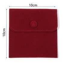 1 buah Kantong Penyimpanan Perhiasan Beludru Burgundy dengan Kancing Jepret, Cocok untuk Pernikahan, Dompet, Cincin, Anti-Oksidasi - Burgundy - View 9