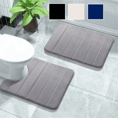 2 Pieces Bath Mat Set Memory Foam Pedestal Non Slip Bathroom Mats Soft Toilet Rug Carpet Room Decor Fall Decor