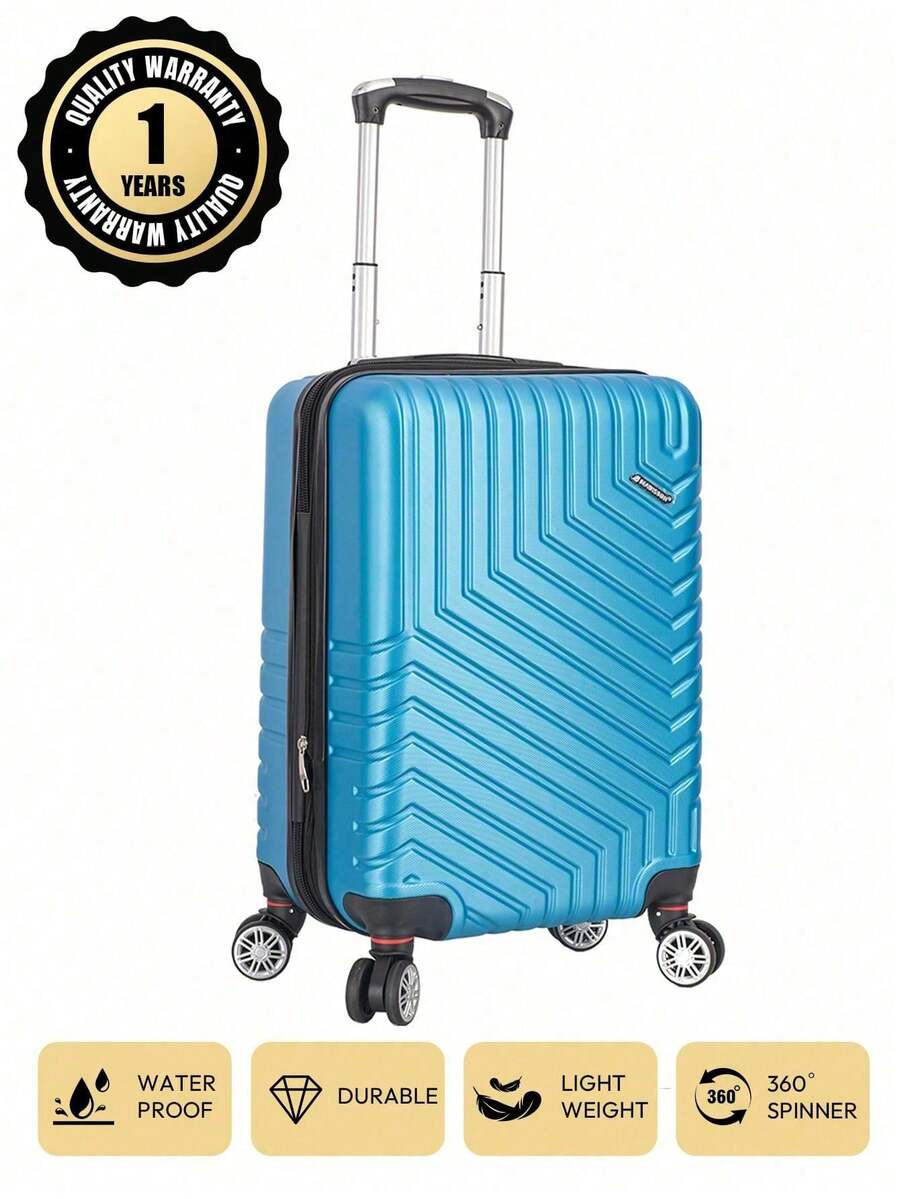 20-Inch Suitcase Carry-On Luggage, ABS Material, Expandable Design, Large Capacity, Multi-Color Options, Quality Guaranteed, Waterproof, Scratch-Resistant, Quiet Wheels, Password Lock, 1-Year Warranty, Suitable For Budget Airlines - Blue - View 1
