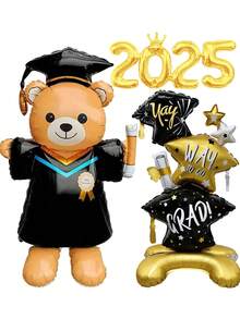 kumozawa 3件套2025年毕业派对气球装饰，舞会气球，2025年毕业装饰，毕业礼物，派对装饰，2025届 - 彩色 - 查看 3