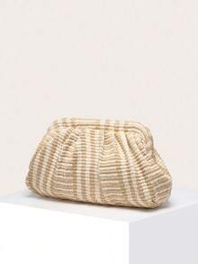 Women's Handbag, Colorblock Striped, Pleated Cloud Design, Vintage, Large Capacity, Fashionable, Suitable For Shopping - Multicolor - View 3