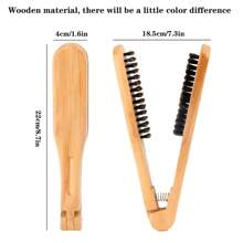 1pc Wooden V-Shaped Hair Straightening Comb, Boar Bristle Smooth Hair Styling Board Brush, Suitable For All Hair Types To Control Frizz And Curl