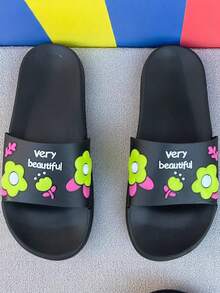 Economical Sandals For Women With Flower Design. - Black and White - View 3