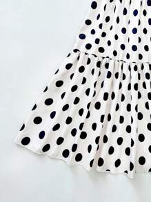 Seven Princess 1 pièce Robe décontractée à col rond à manches courtes oversize à pois, style coréen, confortable et adaptée aux loisirs, aux vacances et aux sorties