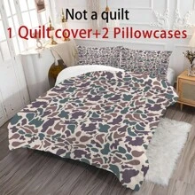 3PCS Camouflage Pattern Bedding Three-Piece Set (1 Duvet Cover + 2 Pillowcases, No Core). Printed Bedding Set, Soft And Comfortable, Suitable For Bedroom And Guest Room Use.