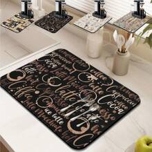 Fun Coffee Mat ,Coffee Bar Mat For Countertops,Absorbent Hide Stain Anti-Slip Coffee Bar Accessories Fit Under Coffee Machine Mat,Dish Drying Mats For Kitchen