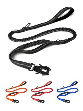 1 pezzo Guinzaglio tattico per cani di grossa taglia, corda ad alta elasticità anti-scoppio, guinzaglio per addestramento cani, guinzaglio per auto per animali domestici, materiale in nylon durevole, riflettente di notte