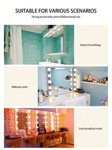 Wielokolorowa lampa LED do makijażu USB z trzema odcieniami, do lustra, z regulowaną jasnością i temperaturą barwową, obrotowa, ściemnialna żarówka do lampki toaletowej, dostępna w wersjach 2/4/6/8/10/12/14/16 diod LED