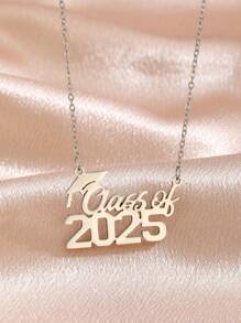 1pc Graduation Hat For The Year 2025 Necklace Stainless Steel Gold Color Sandblasted Necklace For Boys Girls Classmates Friends Graduation Gift