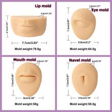 1 Peça Modelo de Corpo Humano de Silicone Macio e Flexível em Cor de Pele, Molde de Recursos Faciais como Orelha, Olho, Nariz, Língua, Ferramenta de Uso, Acessórios de Prática de Perfuração na Pele