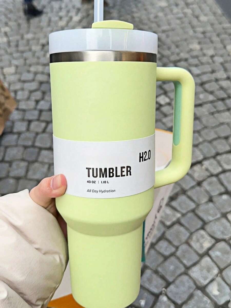 1pc,40 0z H2.0 Stan Cup, 40oz StanlyCup Stainless Steel Vacuum InsulatedTumbler With Lid And Straw ForWater, Lced Tea Or Coffee, SmoothieAnd More, 400z Reusable DoubleWalled Vacuum Insulated StainlessSteelWater Bottle With Handle ForOutdoor Activities, Camping, HikingAnd Traveling, 40 Ounce PortableHandy Flask Metal Drinkware DrinkingCup For Car, Home, Office, SummerAdventures, And Travel Accessories1.18L Lced Coffee Travel Mug For LceDrinks & Hot Drinks Beverage, PerfectFor For Men And Women, Wife &Husband Holiday Gifts Ldeas,Christmas Gifts, Birthday Gifts.Wedding Gifts, Bridesmaid Gift,Valentine's Day Gifts, Mother's DayGifts, Father's Day Gifts , Teacher'sDay Gift, New Year Gifts, CoupleSouvenir Gifts, Graduation Gifts, CarCup Holder Friendly - 黃綠色 - 查看 1