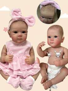 Bettie Doll head 1-4 18英寸全身柔软重生娃娃贝蒂女孩，拥有逼真的彩绘头发，新生女婴玩具，收藏礼品 - 彩色 - 查看 8