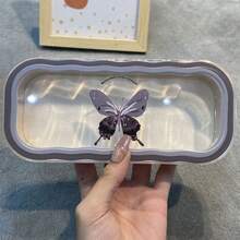 Estojo de óculos altamente atraente em forma de borboleta, transparente, portátil, antipressão, portátil, estojo retrô para óculos de miopia, armazenamento de óculos moderno para homens e mulheres, festa de revelação de gênero, perfeito para aniversários, casamentos, festas, o presente perfeito para colegas, amigos e familiares, volta às aulas