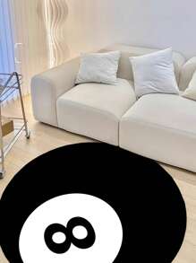 1pc Black 8 Ball Billiard Pattern Rug, 750g Velvet + Dot Plastic Bottom, Modern Personalized Creative Fluffy Soft Decorative Round Carpet, Suitable For Living Room, Bedroom, Entryway, Tatami, Balcony, Game Room, Boys/Girls Bedside Rug, Home Decor Bedroom Decor Room Decor Aesthetic Room Decoration Stuff Living Room Decor Rugs