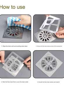 10-100 piezas Filtros desechables para cubrir desagües, Atrapapelos para desagüe de ducha, Pegatinas filtro para desagüe de fregadero, Cubierta de malla para desagüe de ducha, Tapón para pelo de desagüe de fregadero, Suministros escolares con autoadhesivo - Gris - Ver 12