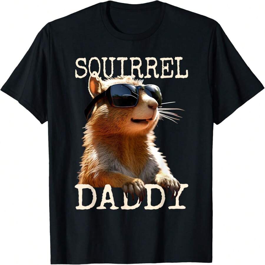 Squirrel Daddy Papa Dad Father's Day Squirrel Father T-Shirt - Black - View 1