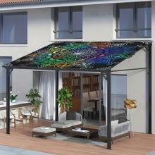 1pc Black Color Illusion Pattern Unique Art Style Outdoor Multipurpose Sunshade Polyester Screen Printing For Camping, Picnics, Beach