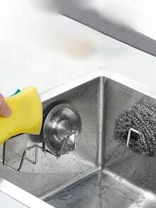 Multifunctional Storage Rack, Stainless Steel Sponge Holder With Hooks, For Storing Pot Lids, Cutting Boards, Kitchen Sink, Sponges And Brushes, Strong Adhesive Sponge Rack, Rust-Proof, Waterproof, Quick-Drying Kitchen Sink Organizer, Suitable For Kitchen, Bathroom, Bedroom. The Perfect Gift For Valentine's Day, Comprehensive Aesthetics