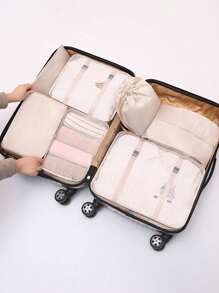 7PCS Travel Storage Bag, Portable Clothes Packing Cube, Lightweight Suitcase Luggage Organizer & Shoes Underwear Holder, Ultra-Lightweight, Waterproof, Polyester Packing Cubes For Efficiently Organizing Clothes, Shoes, Makeup, And Accessories - Perfect For Frequent Travelers And Adventurers