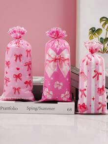 50 Stücke neue Geschenkverpackungstüten mit Schleife, bedruckte Keks OPP flache Verpackungstüten