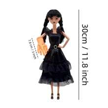 11.8-Inch 10-Inch Gothic Design Style Toy Black Doll Toys, Family Interactive Toy, Beautiful Evening Dress Princess Doll, Black Dress, Black High Heels, Classic Black Braid, Ideal Choice For Collectors And Party Decorations