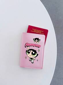 THE POWERPUFF GIRLS Lightweight Compact Cartoon Travel Passport Holder Women Card Wallet Ticket ID Documents Organizer Cute Passport Cover Passport Wallet Passport Bag For Flight For Travel For Back To School