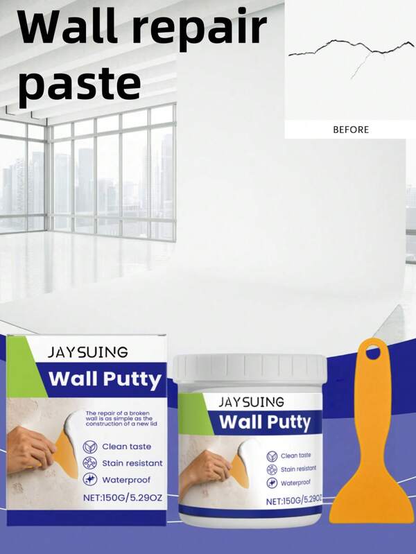 Stucco per riparazione pareti, utilizzato per coprire macchie, pulire le pareti, riparare scrostature della vernice, agente impermeabilizzante per crepe, stucco per riparazioni domestiche di pareti, danni, graffi, ammaccature, crepe, buchi dei chiodi