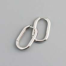 S925 Silver Simple Gold U-Shaped Earrings, Geometric Oval Hypoallergenic Jewelry, Elegant Birthday Party Gift For Women With Gift Box