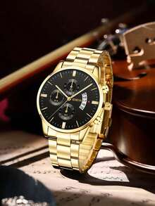 12-Piece Men's Fashion Business Quartz Watch Set, Round Dial, Alloy Band, Multiple Pieces For Free Matching, Personalized Customization, Men's Watch, Birthday Gift, Father's Day Gift, Holiday Gift - Multicolor - View 10