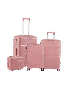 Living And Home 4-Piece (Lightweight PP) Lockable Suitcase Set – 14"/20"/24"/28" Expandable Luggage With Silent Wheels & TSA Lock – Nesting Design For Compact Storage - Rose Gold - View 3