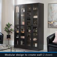 Glass Door Bookcase Black Finish - Black as pic - View 2