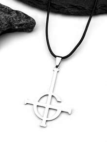 Ghost Nameless Band BC Stainless Steel Necklace Leather Ghoul Cross Chain Musical Band Mask Grucifix Necklaces Jewelry Gift 912 - Necklace - View 14