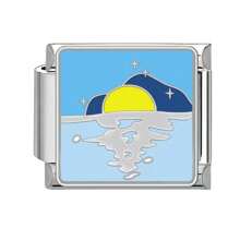 1 pieza Módulo para ensamblar pulsera con Charm de acero inoxidable de la serie del océano, con paisaje de resort de playa